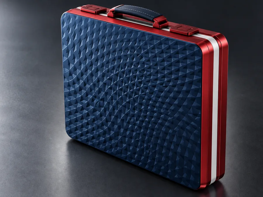 Finish concept: Navy Facet, faceted navy, red frame