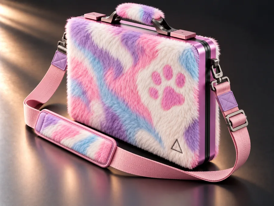 Finish concept: Plush, pastel plush with a paw print, kawaii style