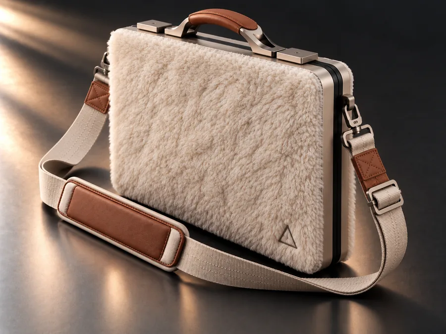 Finish concept: Shearling, cream shearling with cognac leather, natural style
